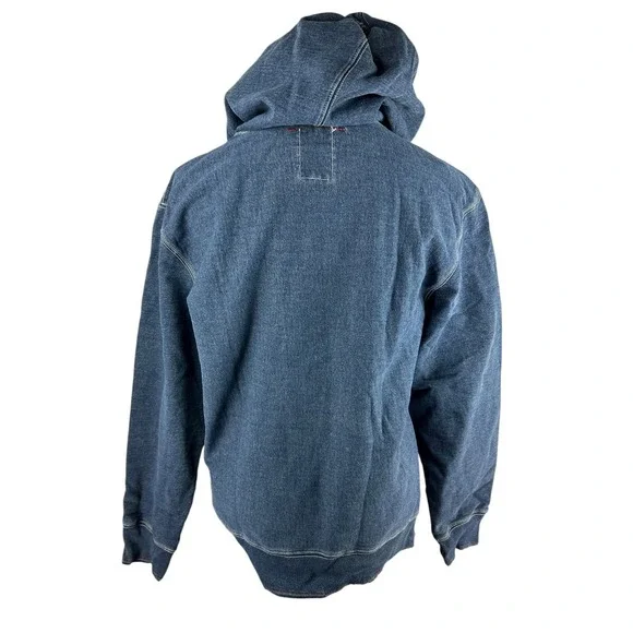 Vintage Gap x RED Hoodie Large Navy Distressed LS Fleece Lined Street Grunge Y2K - Picture 8 of 16